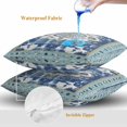 thumbnail image 4 of Throw Pillow Covers 16x16 Inch Set of 2, Blue Boho Waterproof Outdoor Pillow Covers, Farmhouse Bohemian Medallion Oriental Flower Decorative Cushion Pillowcases for Couch, Sofa, Bed, Garden, Patio, 4 of 9