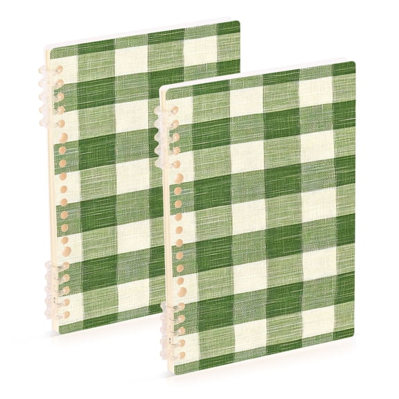 joogoo Spiral Journal Notebook Green Rustic Checkered College Ruled Notebooks 8.3" x 5.7" 2 PCs