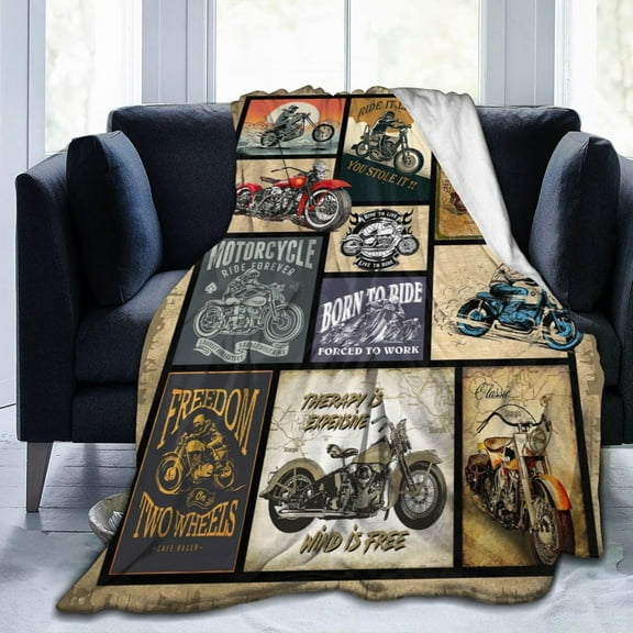 Motorcycle Blanket Gifts for Men and Women Throw Blanket for Couch Sofa Bed Plush Throw Fleece Blanket Soft Cozy Bedding for Kids and Adults Bedroom Size 50"x40"