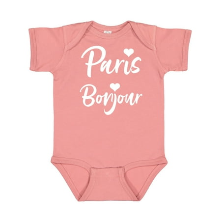 

Inktastic Paris Bonjour with Hearts in White Text Gift Baby Boy or Baby Girl Bodysuit