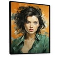 thumbnail image 2 of Designart "Johansson In Green Jade Portrait" Woman Pop Art Floater Framed Wall Art Prints, 2 of 5