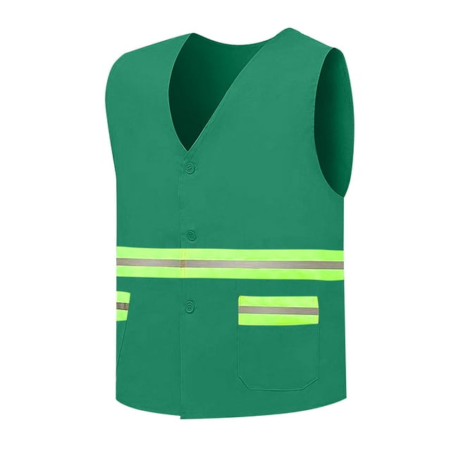 Men's Reflective Pockets Safety Waistcoat for Construction Sites - Night Protective Vest with Casual Design