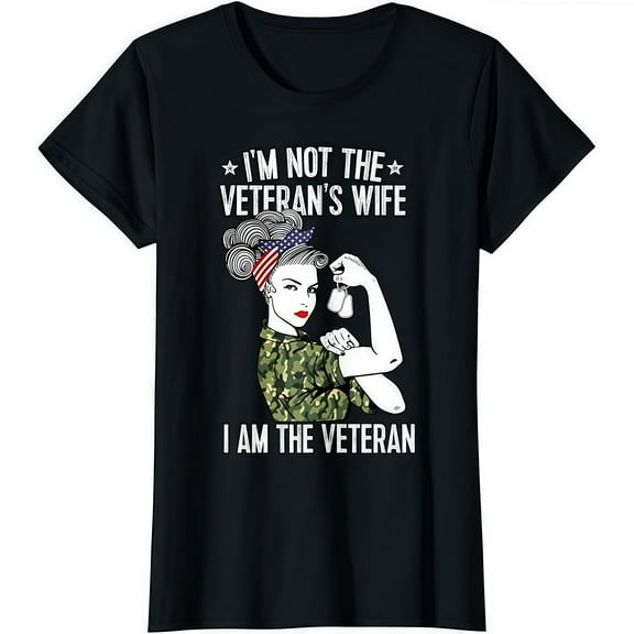 Rosie the Riveter Veteran Tee - "I AM THE VETERAN" Empowerment Message - Soft Cotton Crewneck for Women Who Served