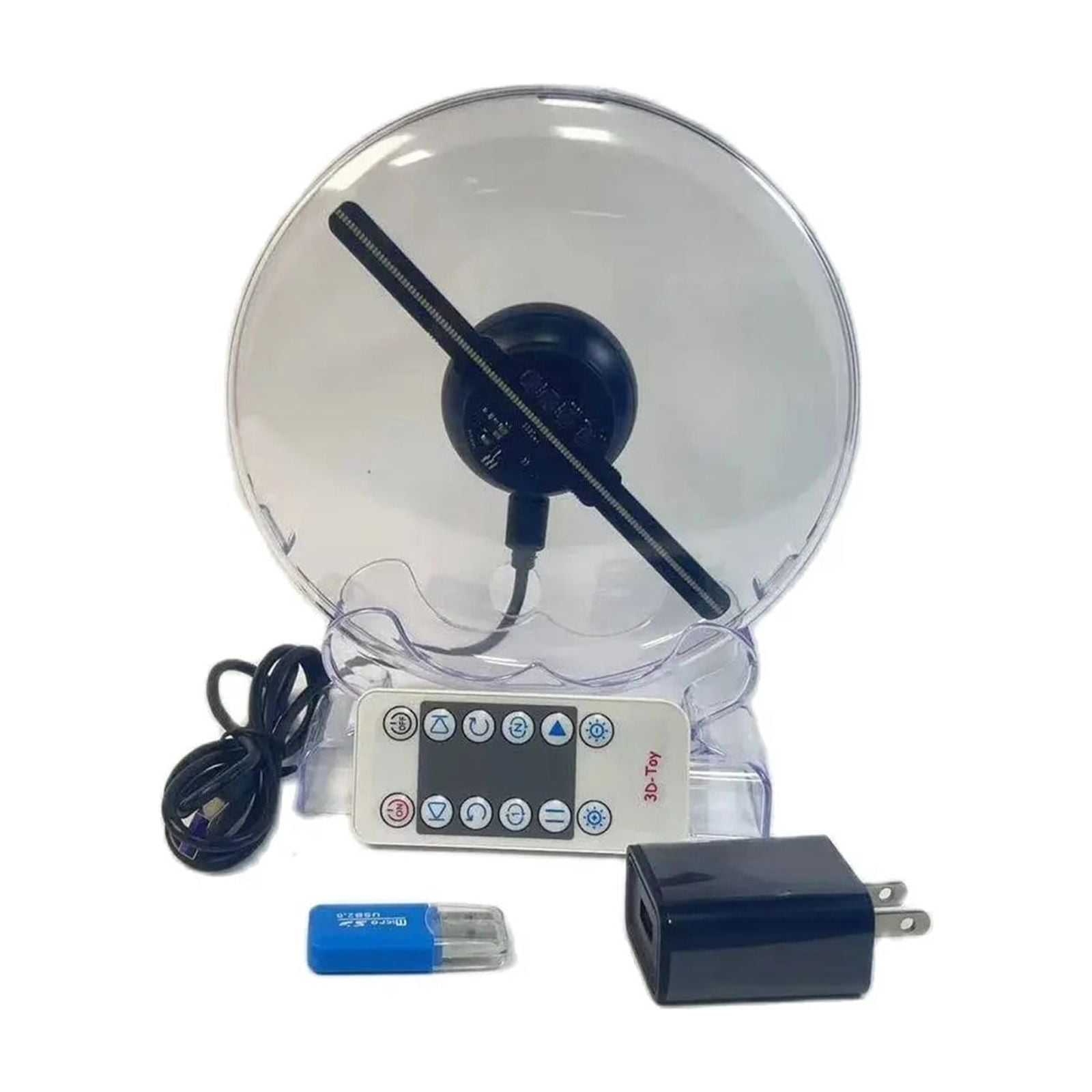 Hologram Fan Projector, 5.5in/14cm 3D Holographic Projector With Transparent Cover Bracket 128 LED Hologram Desktop Advertising Christmas Halloween Gift
