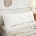 thumbnail image 1 of Move Over White Pom Poms Body Pillow Cover 20x54" Fringe Pattern Long Pillowcases 100% Washed Microfiber, 1 of 8