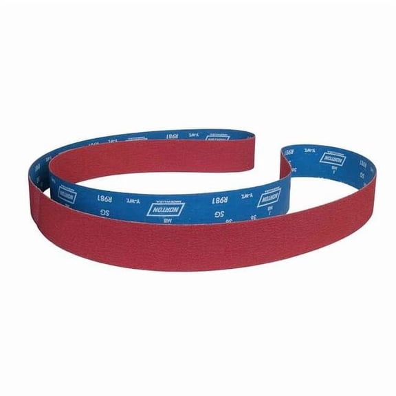 Sanding Belt, 1 in W, 24 in L, Coated, Ceramic, 50 Grit, Coarse, R981 SG, Red