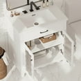 thumbnail image 3 of Euroco 31" Bathroom Vanity with Tempered Glass, Modern Bathroom Cabinet with Rubber Wood legs and Soft close Doors, White, 3 of 9