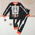 thumbnail image 2 of MUXiin Boys Halloween Pajama Set Pumpkin Skeleton Print Top and Pants Comfortable Kids Sleepwear for Festive Nights and Cozy Outfits Black 7-8 Years, 2 of 8