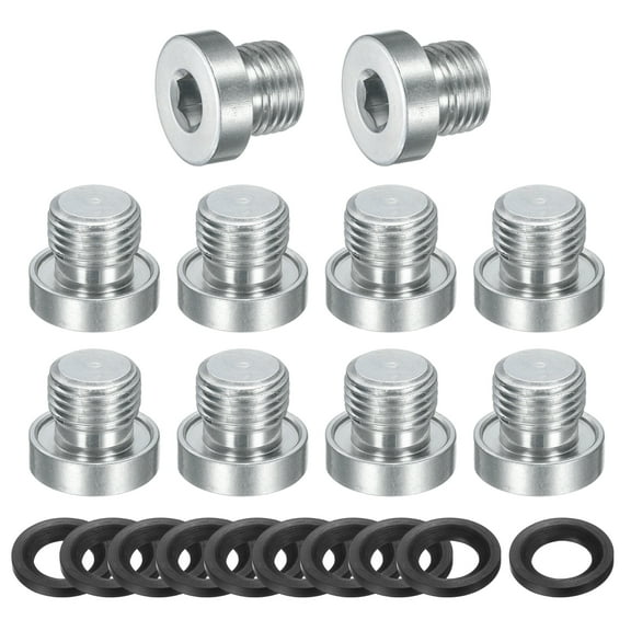 M10 x 1 Stainless Steel Pipe Plug 10 Pcs Metric Male Internal Hex Thread Socket with Washer