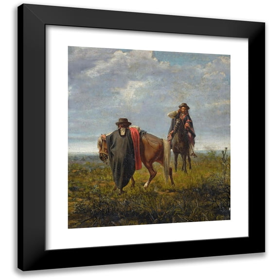 Juan Manuel Blanes 12x14 Black Modern Framed Museum Art Print Titled - The Two Ponchos