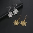 thumbnail image 4 of EUEAVAN Gold Six Pointed Star Flower Earrings Stainless Steel Jewelry, 4 of 5