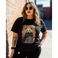 thumbnail image 3 of T Shirts for Women Short Sleeve Cotton Crewneck T-Shirt, Abstract Art Vintage Panda Tee Tops Casual Basic T-Shirts, XS-5XL Black XXL, 3 of 7