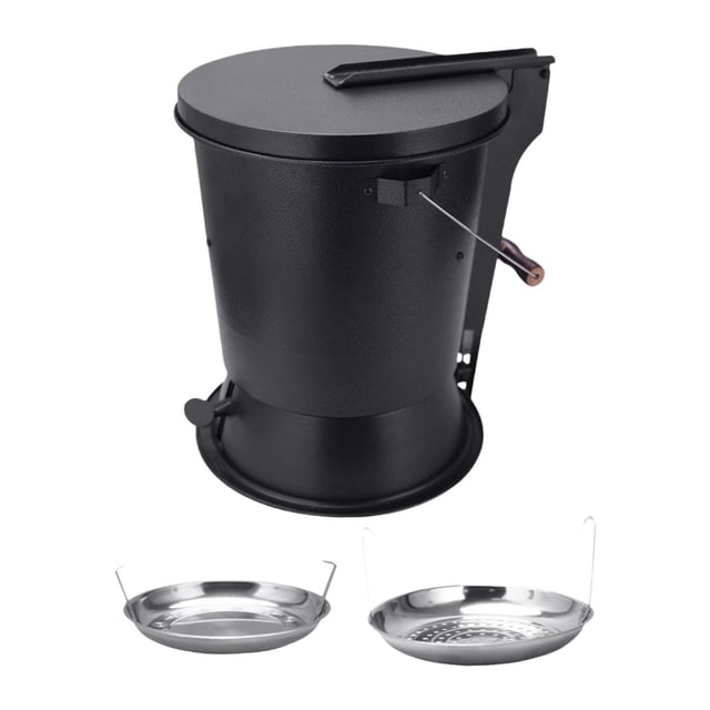 Herramienta de cubo para extinguir carbón de barbacoa, 16,5x17 pulgadas, resistente para acampar al aire libre, Pedal, tapa de apertura, horno de