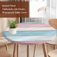 thumbnail image 3 of Pink Blue Wood Grain Round Tablecloth 55-60 Inch Round Fitted Table Cloth with Elastic Edge, Abstract Modern Watercolor Stripes Waterproof Table Cover Protector for Outdoor Picnic Party Dining, 3 of 6