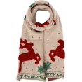 thumbnail image 1 of Bufanda De Ciervo Pequeño De Navidad Mujer Otoño E Invierno Bufanda De Niña Suave De Punto Año Nuevo Cuerno De Alce Rojo Bufanda De Doble Cara Engrosada Para Estudiantes, Blanco roto, 1 of 5