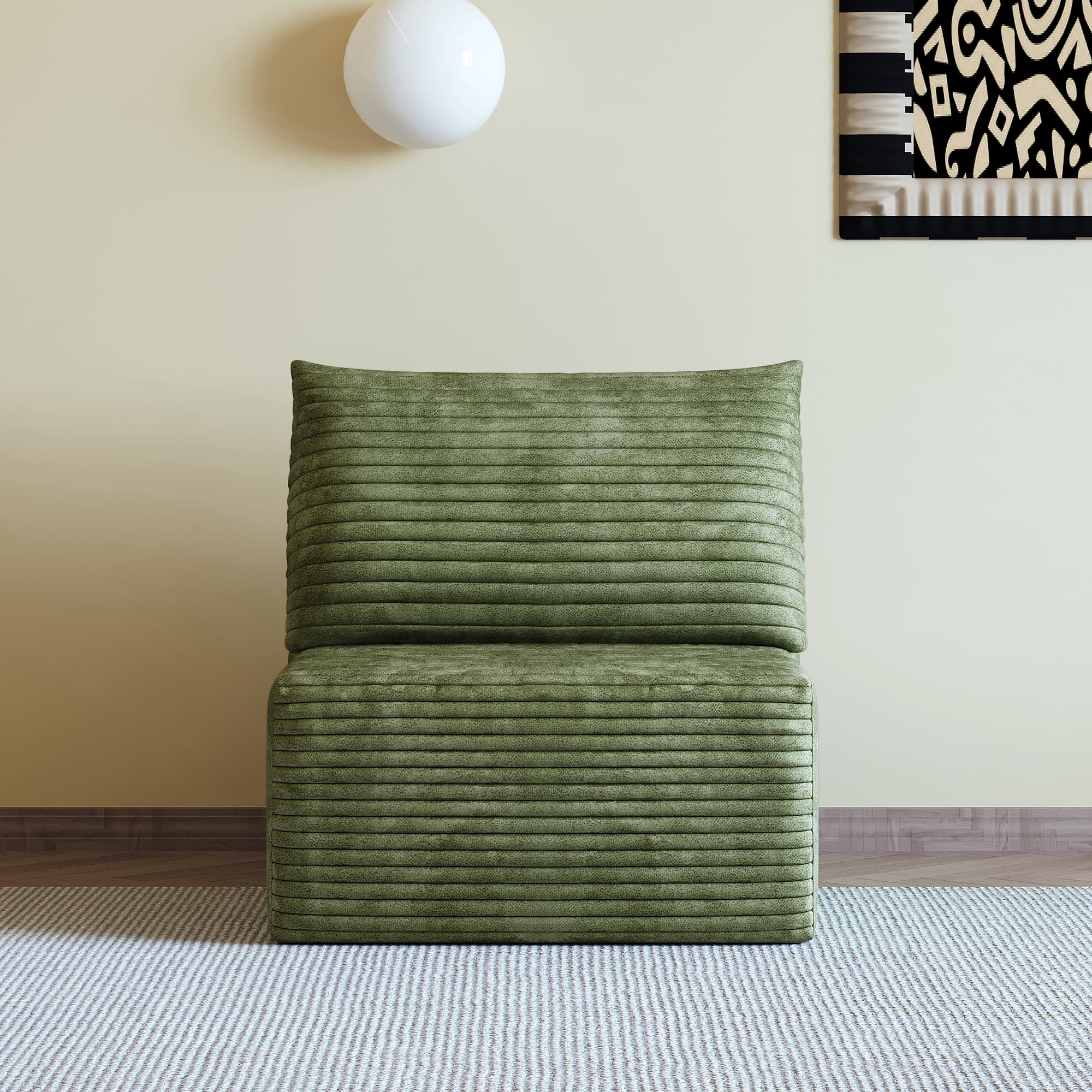 1 Seater Modular Corduroy Sofa, No Assembly Required High Resilience Sponge Single Cloud Couch for Living Room Apartment Bedroom