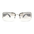 thumbnail image 1 of Luxury 90s' Rimless Thin Metal Rectangular Fashion Sunglasses Silver Black Grey Clear, 1 of 4