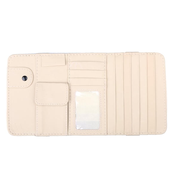 Car Sun Visor Organizer, 7pcs  Holder Disc PU Leather Pen Storage Case Sunglasses Organizer Sun Visor Sunshade Sleeve Wallet Clips Cover Beige