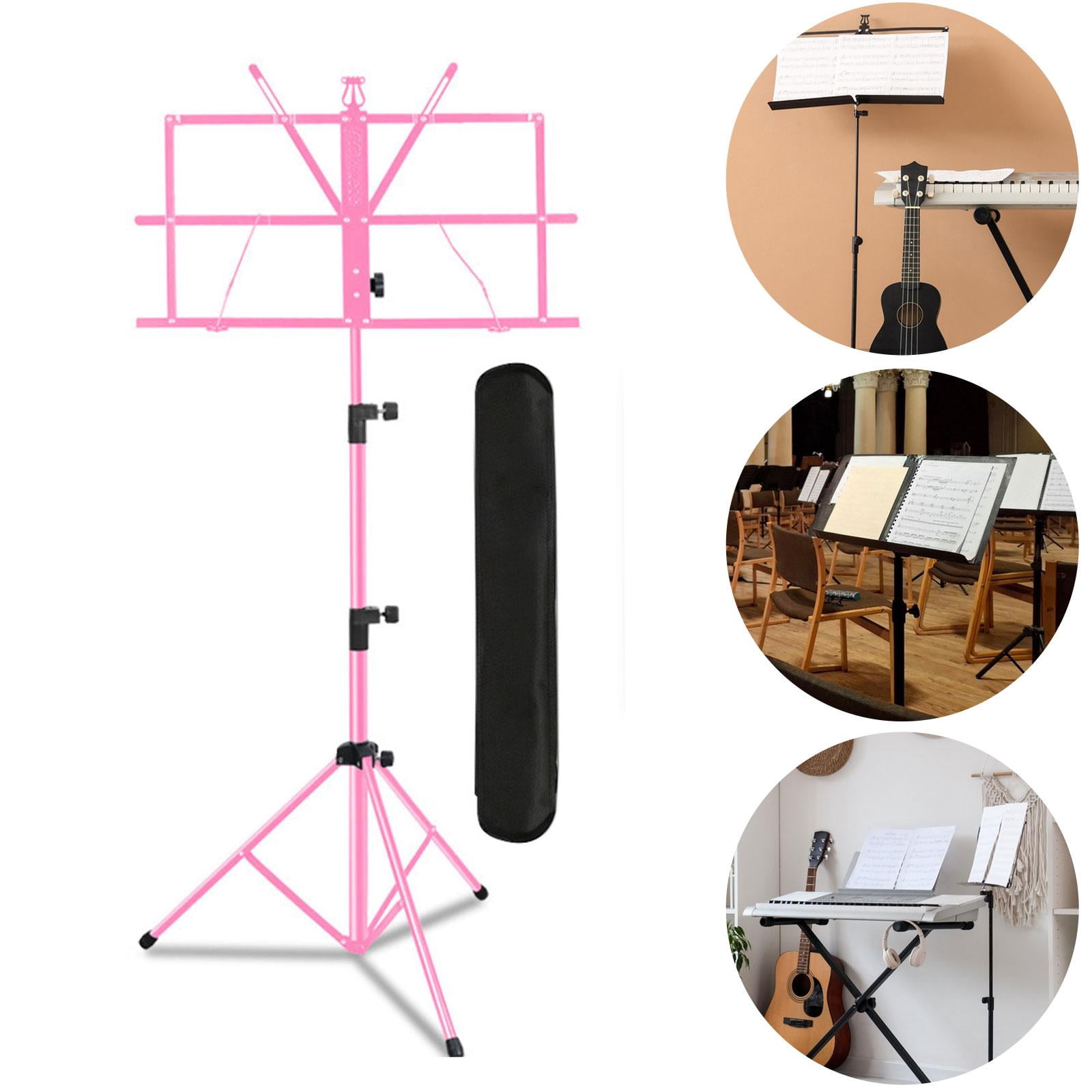 LeeQinersw Music Sheet Stand Anti Slip Height Adjustable for Performance Band Classroom Pink