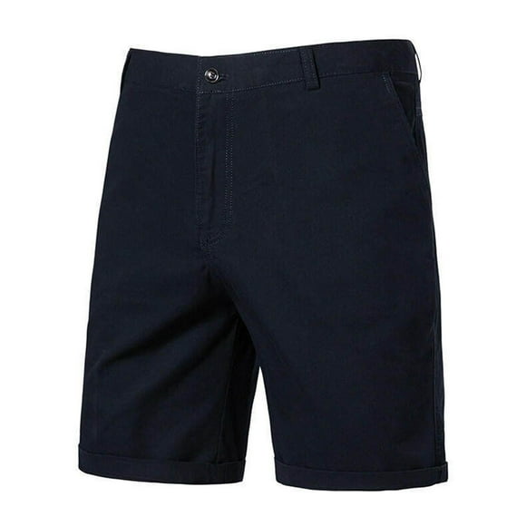 hotojiny Big and Tall Mens Golf Dress Shorts Lightweight Casual Button Straight Leg Shorts Vintage Rolled Hem Shorts with Pockets