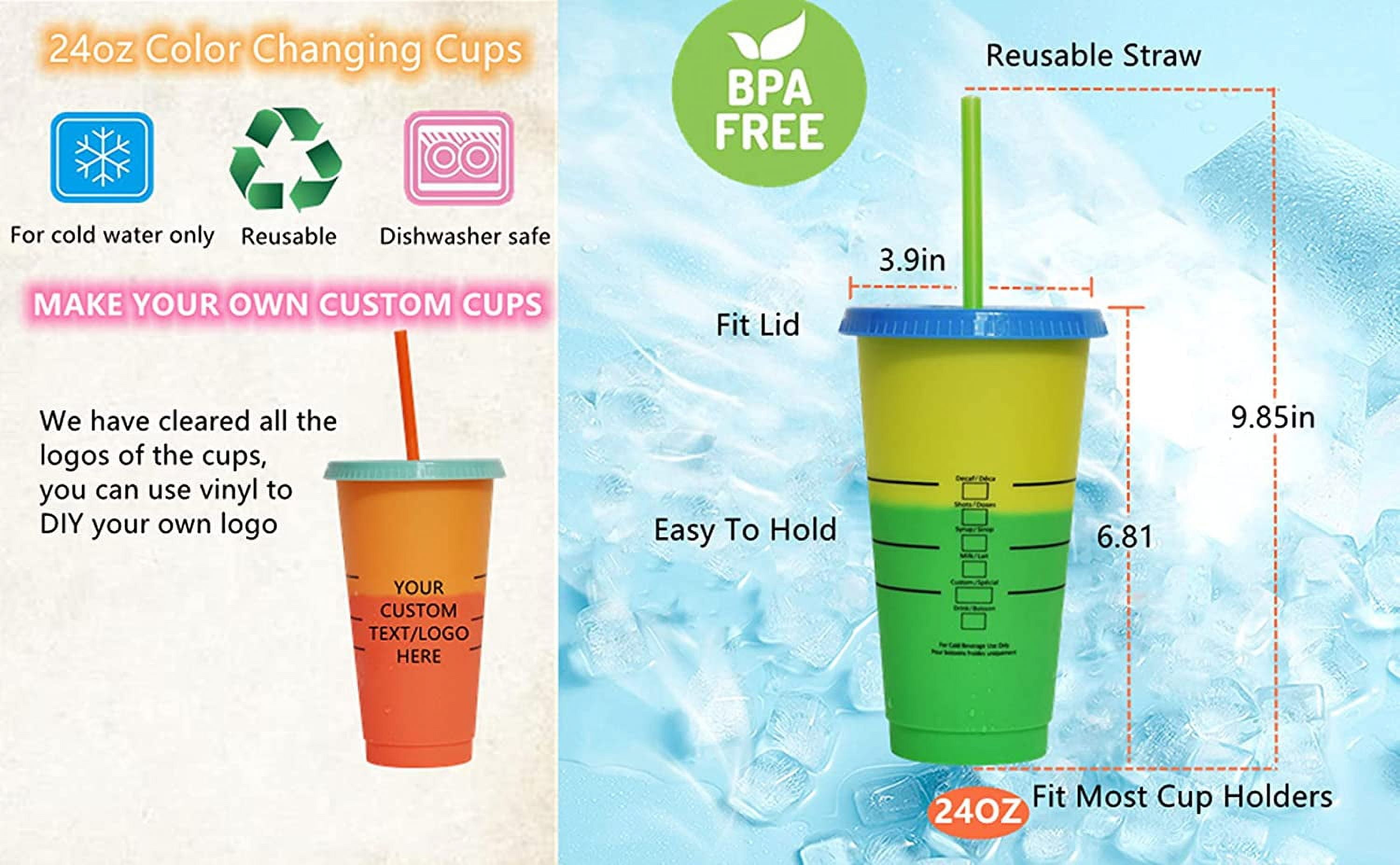 Color Changing Cups with Lids and Straws for Adults - 5 x 24oz Reusable  Cups with Lids and Straws, B…See more Color Changing Cups with Lids and  Straws
