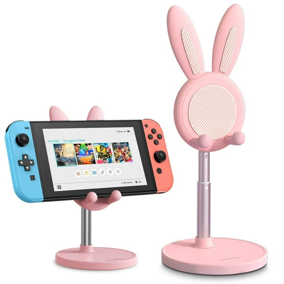 OATSBASF Support de Cellulaire, Support de Téléphone Réglable Mignon Lapin pour Bureau, Support de Téléphone Kawaii, Compatible avec Tous les Téléphones Mobiles, iPhone, Kindle, Switch (Rose)