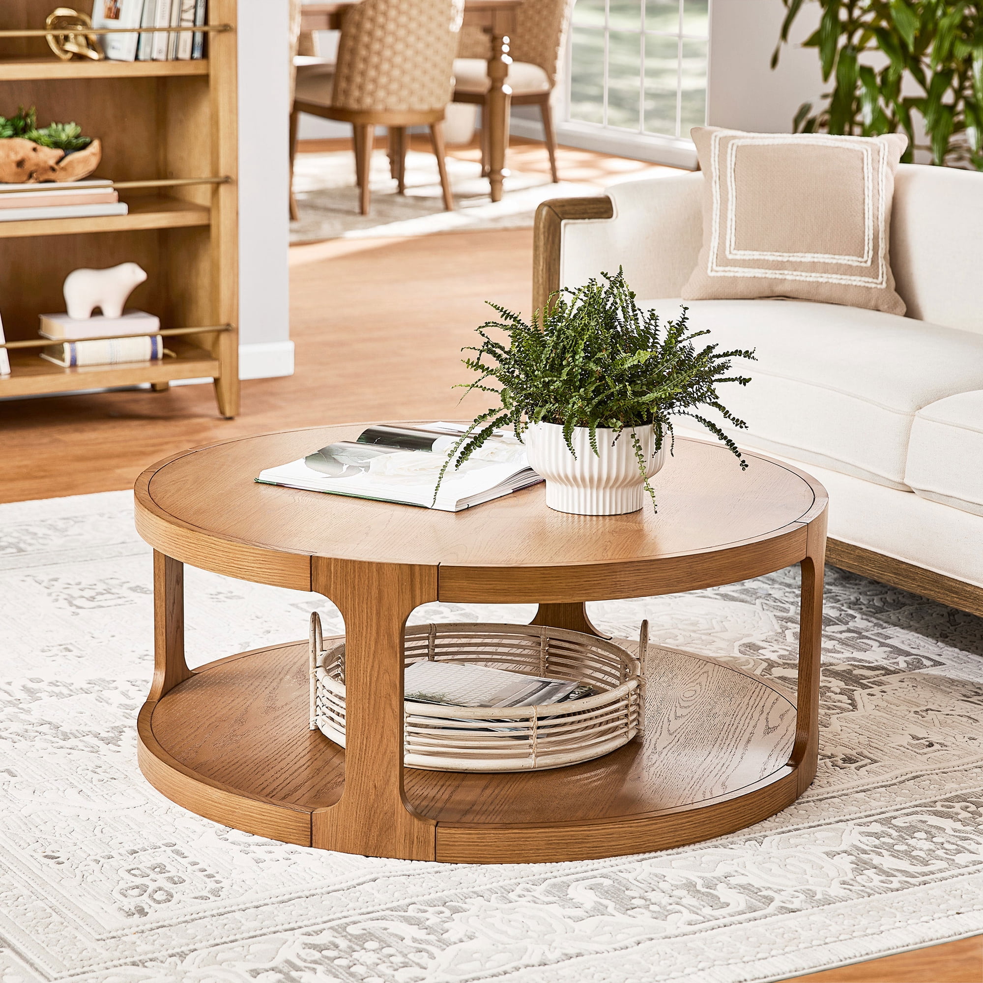 My Texas House Haven Round Coffee Table, Warm Brown Finish