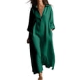 thumbnail image 2 of Guieoi Womens Dresses Fall Plus Size Loose Casual Shirt Dress Relaxed-Fit Long-Sleeve Collared Ankle-Length Dress Green L, 2 of 5