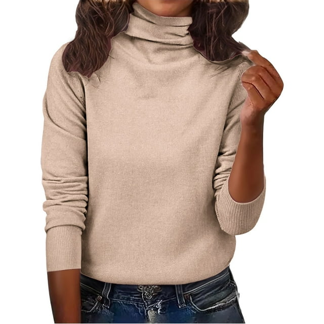 Chandail pour Femmes Automne/hiver Col Roulé Chandail Femme Col Montant Chandail Ajusté, Chandail pour Femmes TTG