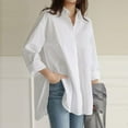 Blouses ButtonDown Shirts for Women Long Sleeve Plus Size Solid Pocket