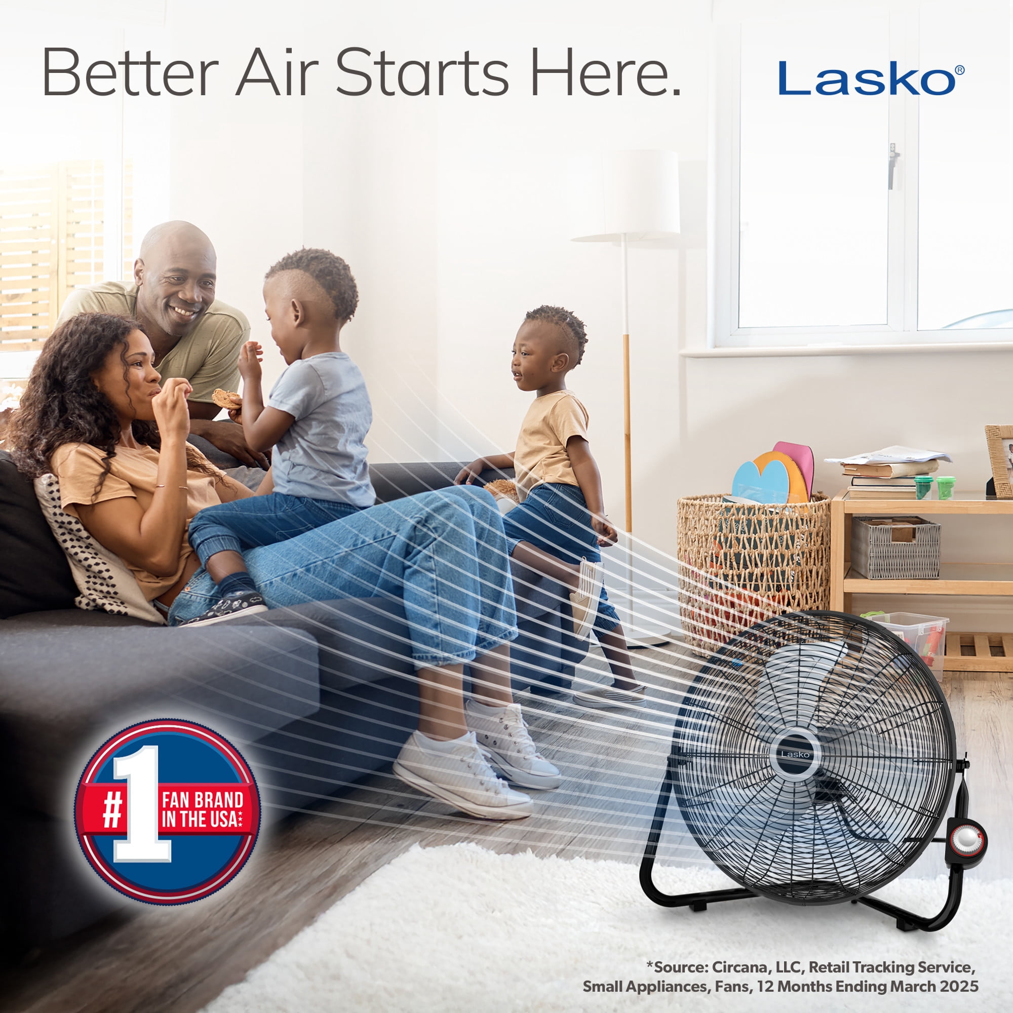 Lasko QuickMount 20" High Velocity Floor Fan and Wall Fan for Large Rooms, 3 Speeds, Pivoting Head, Metal Blades, 2264QM