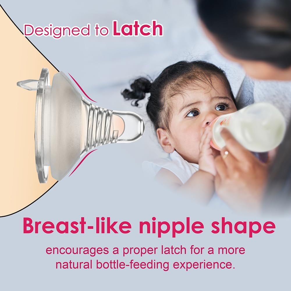 Nenesupply Natural Baby Bottles Newborn Flow Feeding Bottles Breastfeeding Bottle for Breastfed Babies Wide Neck 4.7oz Anti Colic Level 1 Nipple for 0+ Month Infant Replace Spectra Bottles for Pumpin