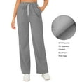 thumbnail image 4 of Huowey Women's Pants Solid Color Wide Straight Leg Sweatpants Joggers Pants Workout Active Sports High Waisted Yoga Pants with Pockets, 4 of 9