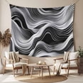 thumbnail image 2 of Abstract Waves Large Tapestry for Bedroom Wall Hanging Tapestry, Black Grey Modern Geometric Striped Ceiling Backdrop Tapestries Poster Blanket Wall Decor for Teens Room Living Room Dorm 85" x 90", 2 of 8