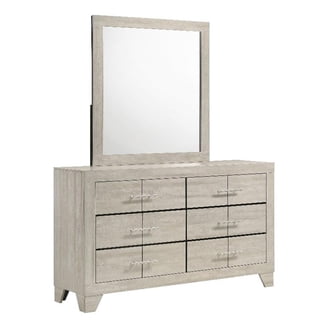 Better Home Products Cream Velvet 6-Drawer Bedroom Dresser with Mirror and Gold Legs