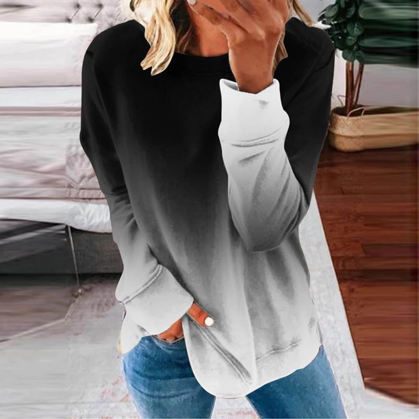 ICHUANYI ClearanceWomen's Round Neck Fashion Casual Long Sleeve Christmas Print Sweatshirt Tops Blouse(Black, M) ICHUANYI WER20232080505466