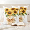 thumbnail image 3 of Sunflower Outdoor Waterproof Pillow Covers, Seasonal Yellow Botanical Blooms Bow Plaid Decorative Square Throw Pillowcase Sofa Cushion Sham for Patio/Couch/Chair, 24"x24" 2 Pack, 3 of 8