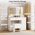 thumbnail image 5 of Vanity Makeup Desk with 8 Drawers and Large Mirror, Dressing Table with Light and Storage Stool for Bedroom, Dressing Room, Studio, 39.3" W White, 5 of 6