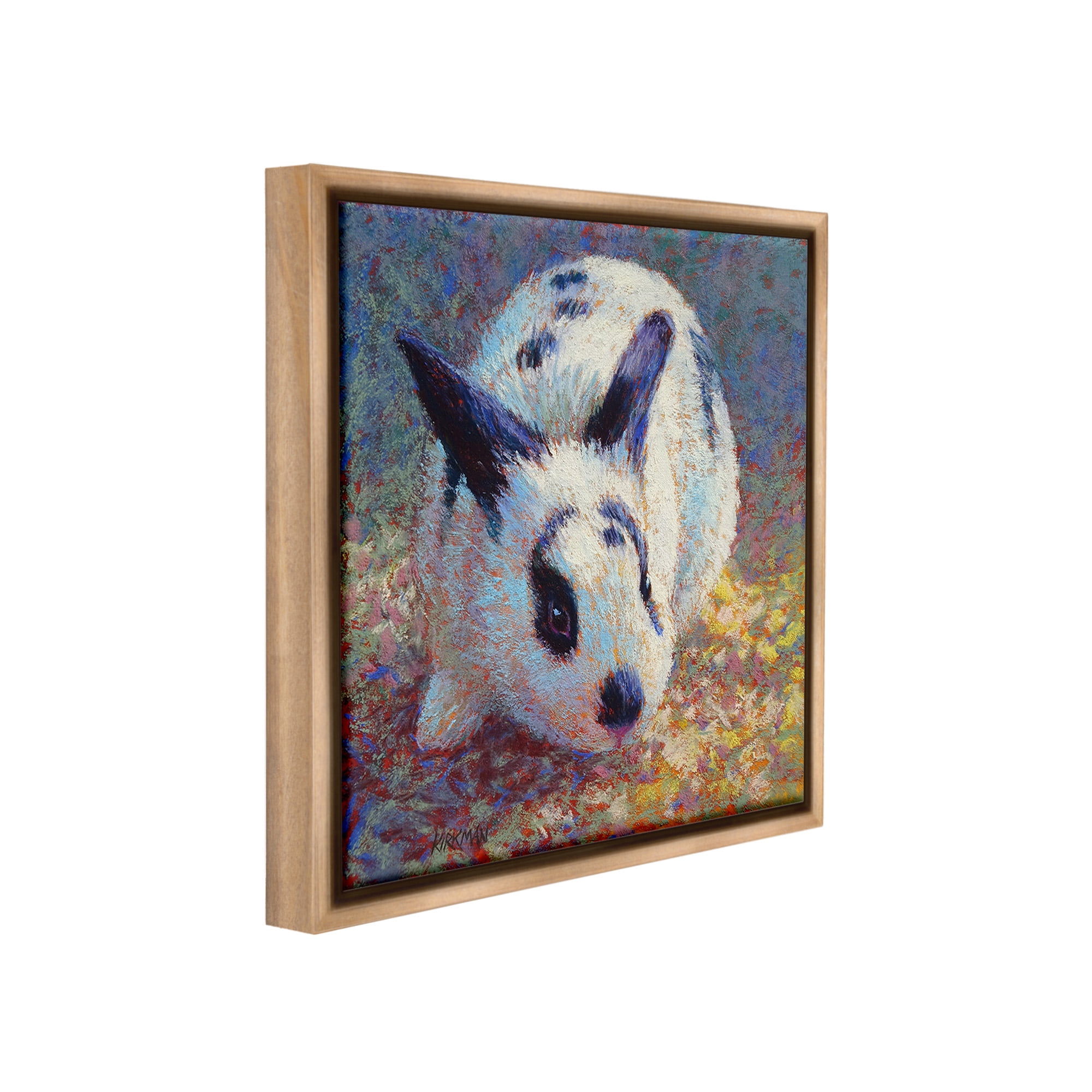 Stupell Industries Abstract Spotted Rabbit Animals & Insects Painting Brown Floater Framed Canvas Art Print Wall Art, 18 x 18