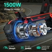 GOKEEP Electric Scooter for Adults, 1500W Peak Motor, 52V 20AH Battery, 11” Anti-Slip Off-Road Tires, Max 43mile, Foldable Escooter with NFC Smart Unlock&Turn Signals, Red