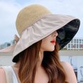 thumbnail image 2 of Guardurnaity Sombrero para el sol femenino con ala grande: ligero y resistente a los rayos UV con ala grande en ambos lados en verano Sombrero para Sombreros Sombrero Blanco Roto, 2 of 6