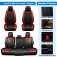 thumbnail image 2 of Car Seat Covers Fit for 2015-2022 Ford F150 Truck Waterproof Leather Full Set Front Rear Seat Cushion Protector Black+Red, 2 of 10