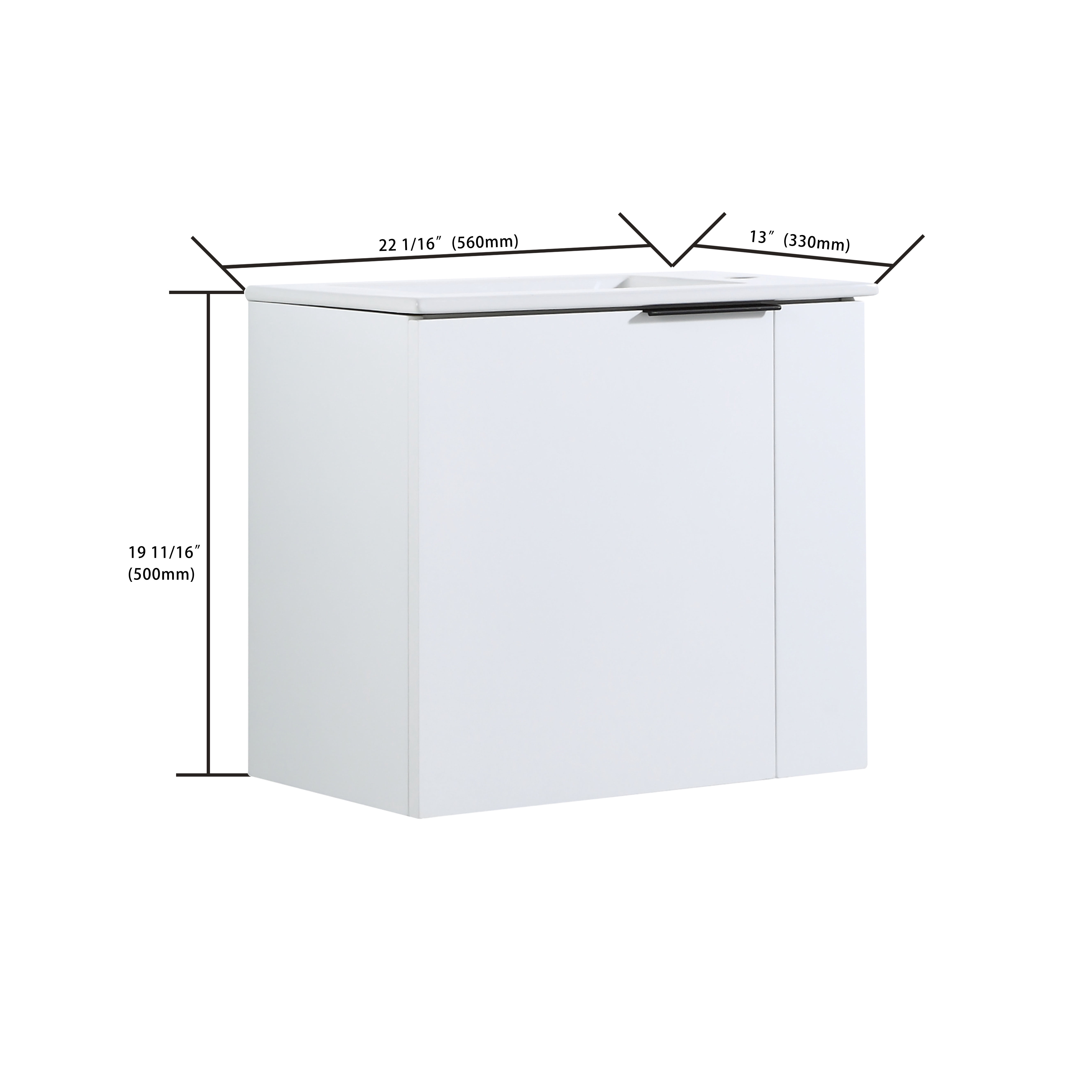 Miniyam 22" Bathroom Vanity Sink Combo for Small Space, Wall Mounted Cabinet Set, White