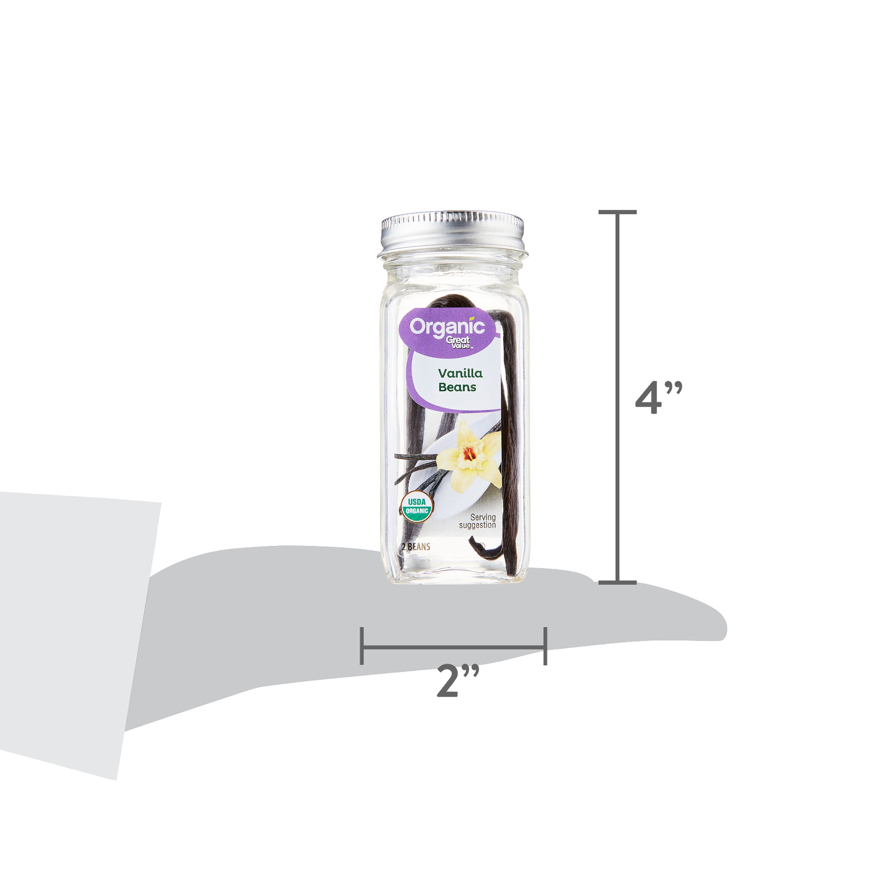 Great Value Organic Vanilla Beans, 2 Count Jar - Walmart.com