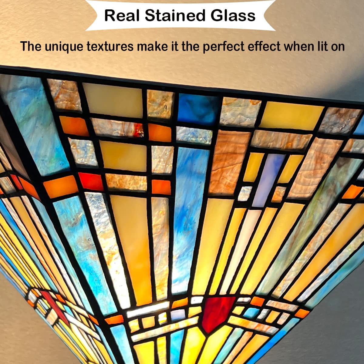 Tiffany Torchiere Floor Lamp,Stained Glass Lamp Shade