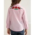 thumbnail image 2 of Fdqin Girls Western Shirt Floral Embroidered Cowgirl Shirts for Girls Long Sleeve Collared Retro Cowgirl Costume Cute Casual Blouses Pink 11-12 Years, 2 of 6