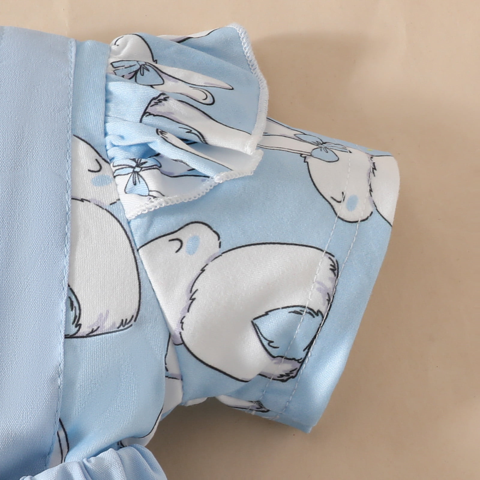 Toddler Girl Easter Dress Short Sleeve Rabbit Romper Bodysuit with Headband Set Blue 6 Months-9 Months