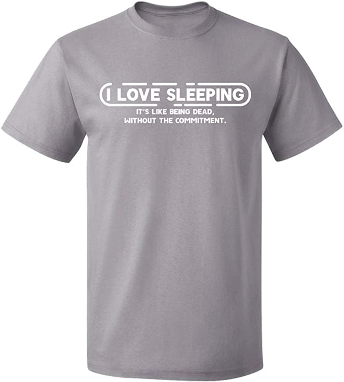 Unisex T-Shirt,I Love Sleeping, Slim Fit, Short Sleeve Sweater - Sport Grey  3X-Large