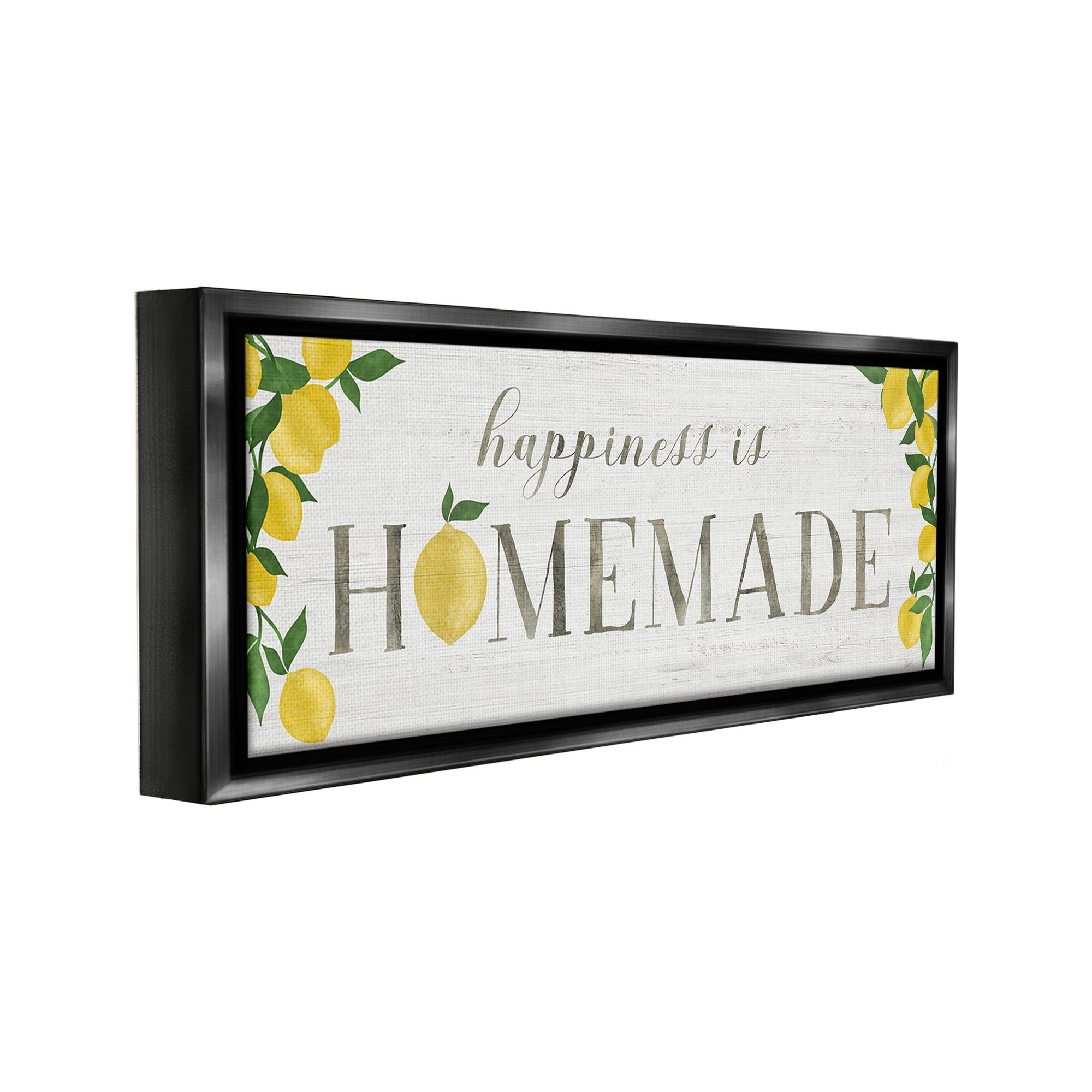 Stupell Industries Happiness Is Homemade Food & Beverage Painting Black Floater Framed Canvas Art Print Wall Art, 31 x 14