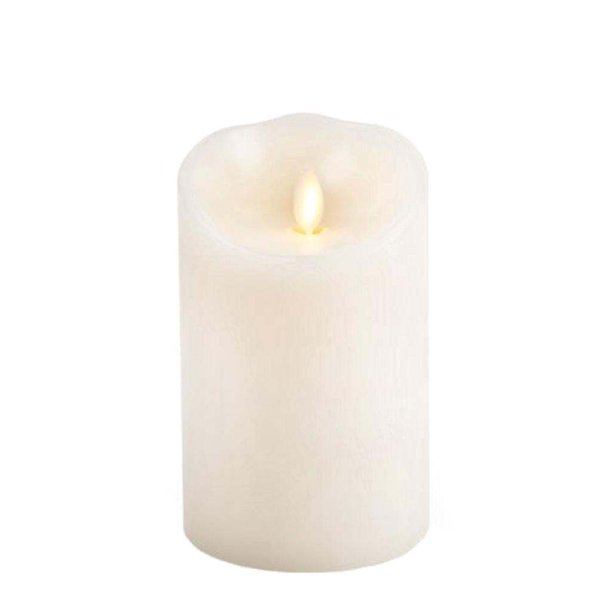 Luminara 02221 3.5" x 5" Ivory (Unscented) Battery Operated LED Realistic Flame Wax Candle
